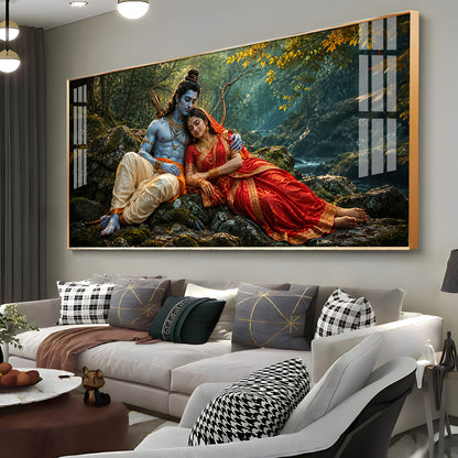 Lord Sita Ram Divine Love Premium Acrylic Horizontal Wall Art