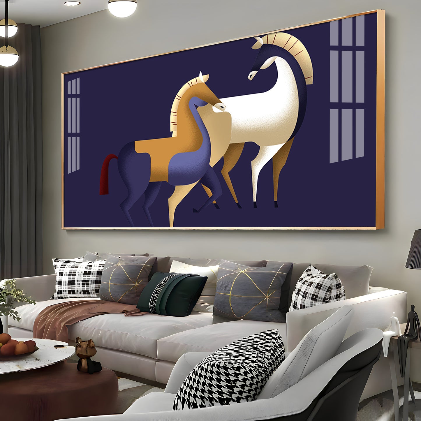 Two Stylized Horses Premium Acrylic Horizontal Wall Art
