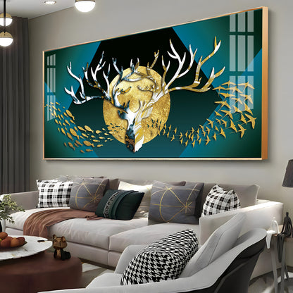 Deer Surrounded By Fish & Birds Premium Acrylic Horizontal Wall Art