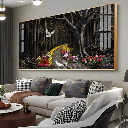 Birds & Blooms Walkway Premium Acrylic Horizontal Wall Art