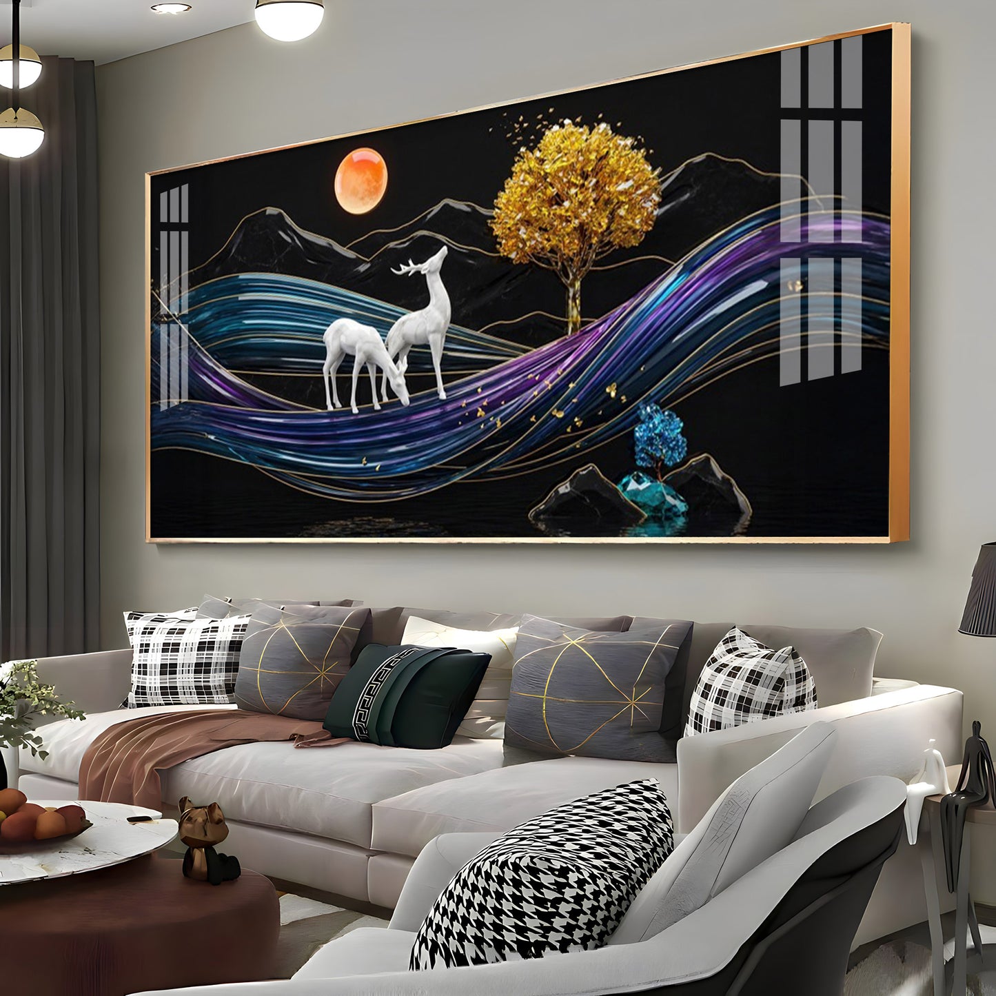 Tidal Deer Harmony Premium Acrylic Horizontal Wall Art