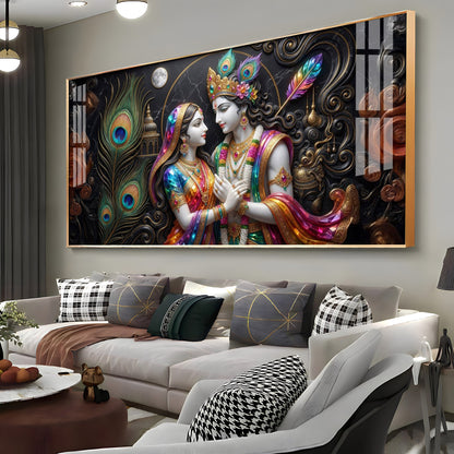 Blissful Radha Krishna Premium Acrylic Horizontal Wall Art
