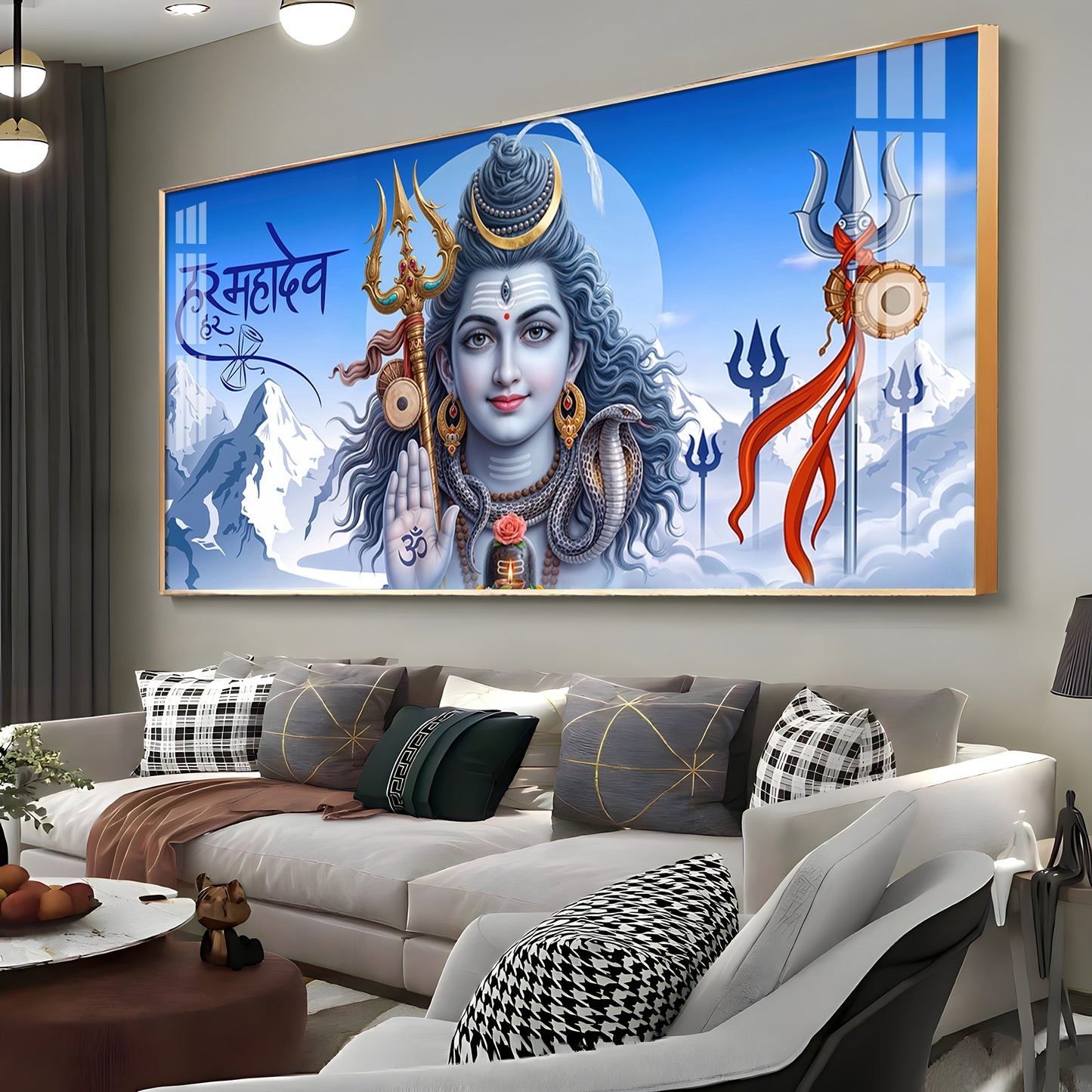 Om Namah Shivay Premium Acrylic Horizontal Wall Art