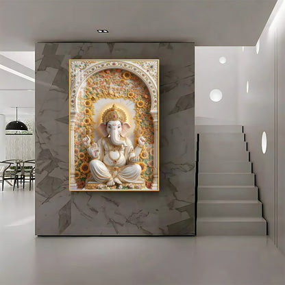 Hindu God Ganesh Ji Premium Acrylic Vertical Wall Art