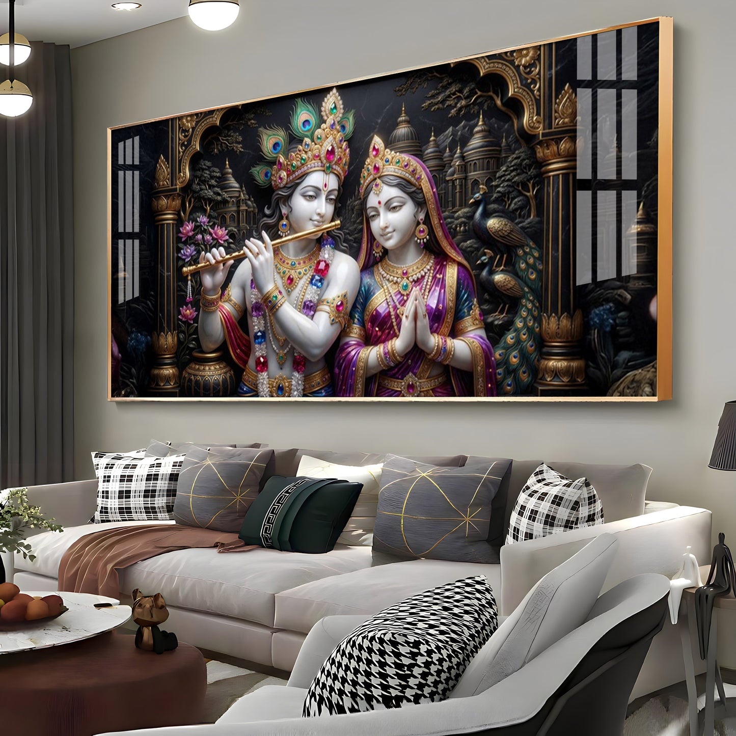 Timeless Love Krishna & Radha Premium Acrylic Horizontal Wall Art