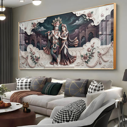 Divine Love Radha Krishna Premium Acrylic Horizontal Wall Art