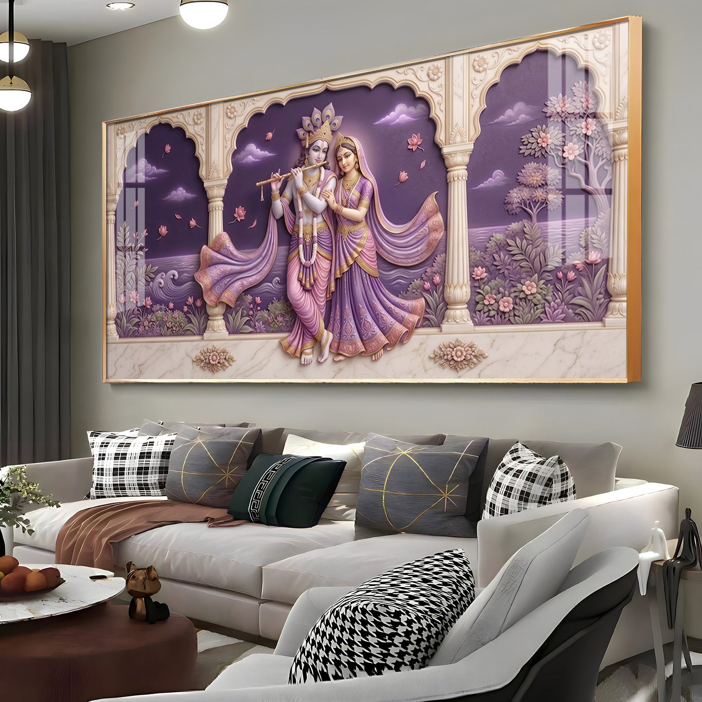 Radha Krishna Swaroop Premium Acrylic Horizontal Wall Art