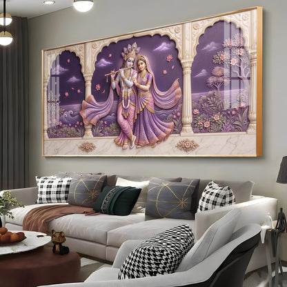 Radha Krishna Swaroop Premium Acrylic Horizontal Wall Art