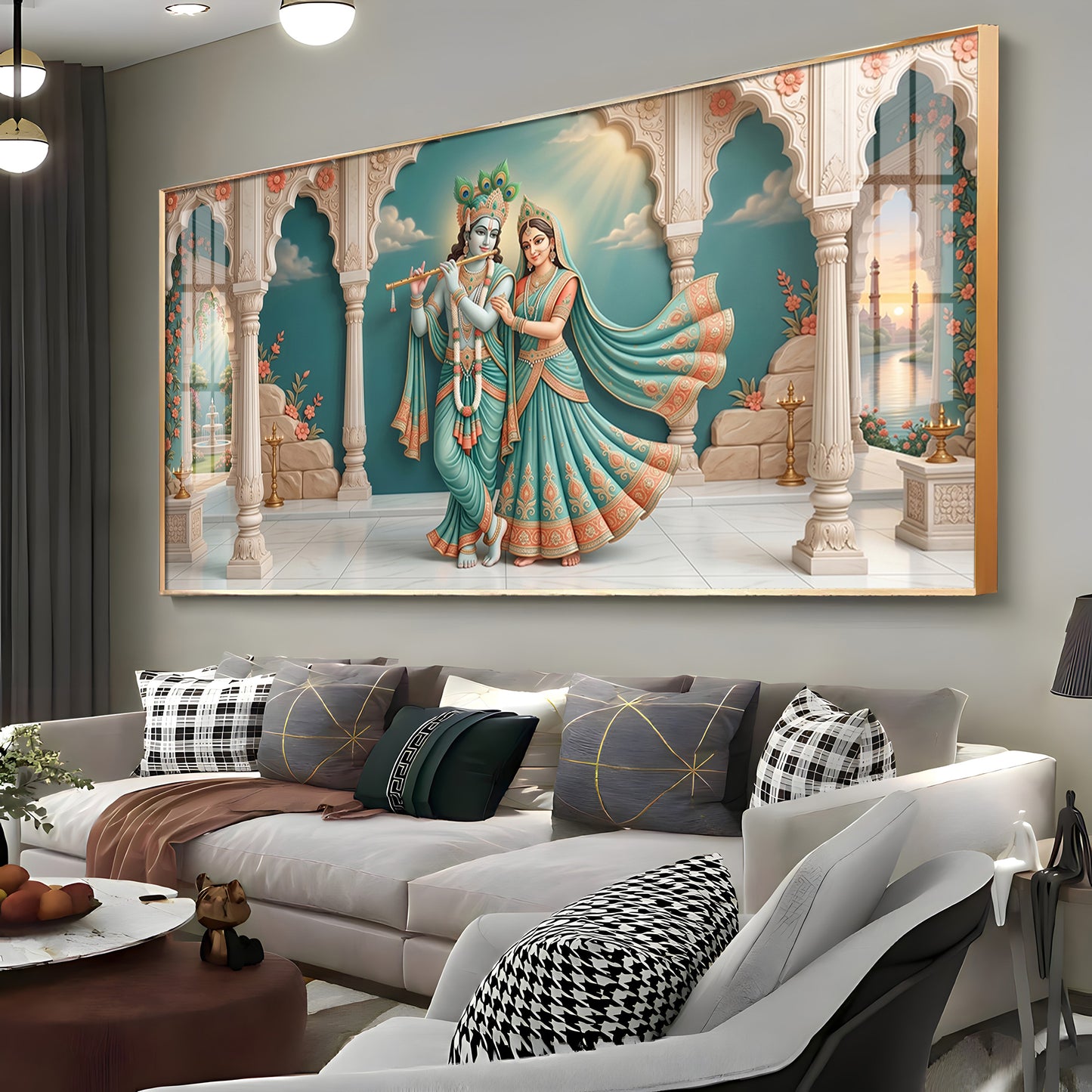 Hindu Deities Radha Krishna Premium Acrylic Horizontal Wall Art