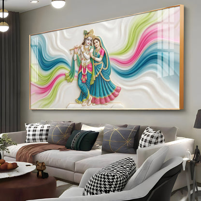 Vibrant Colors Radha Krishna Premium Acrylic Horizontal Wall Art