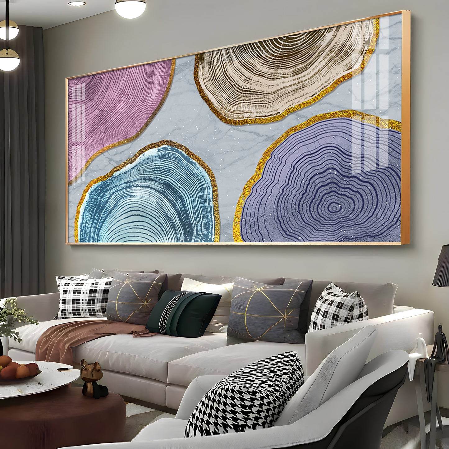 Circular Wood Grain Patterns Premium Acrylic Horizontal Wall Art
