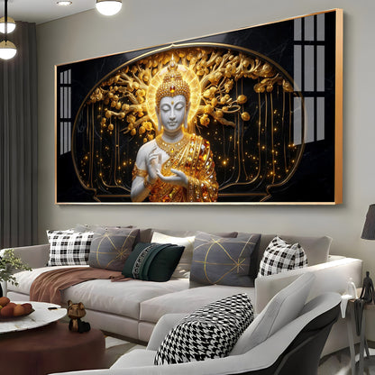 Golden Buddha Premium Acrylic Horizontal Wall Art