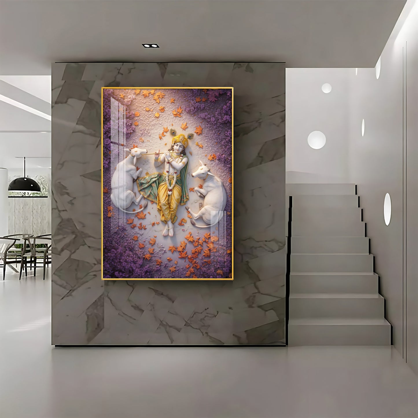 Lord Krishna Kripa Premium Acrylic Vertical Wall Art