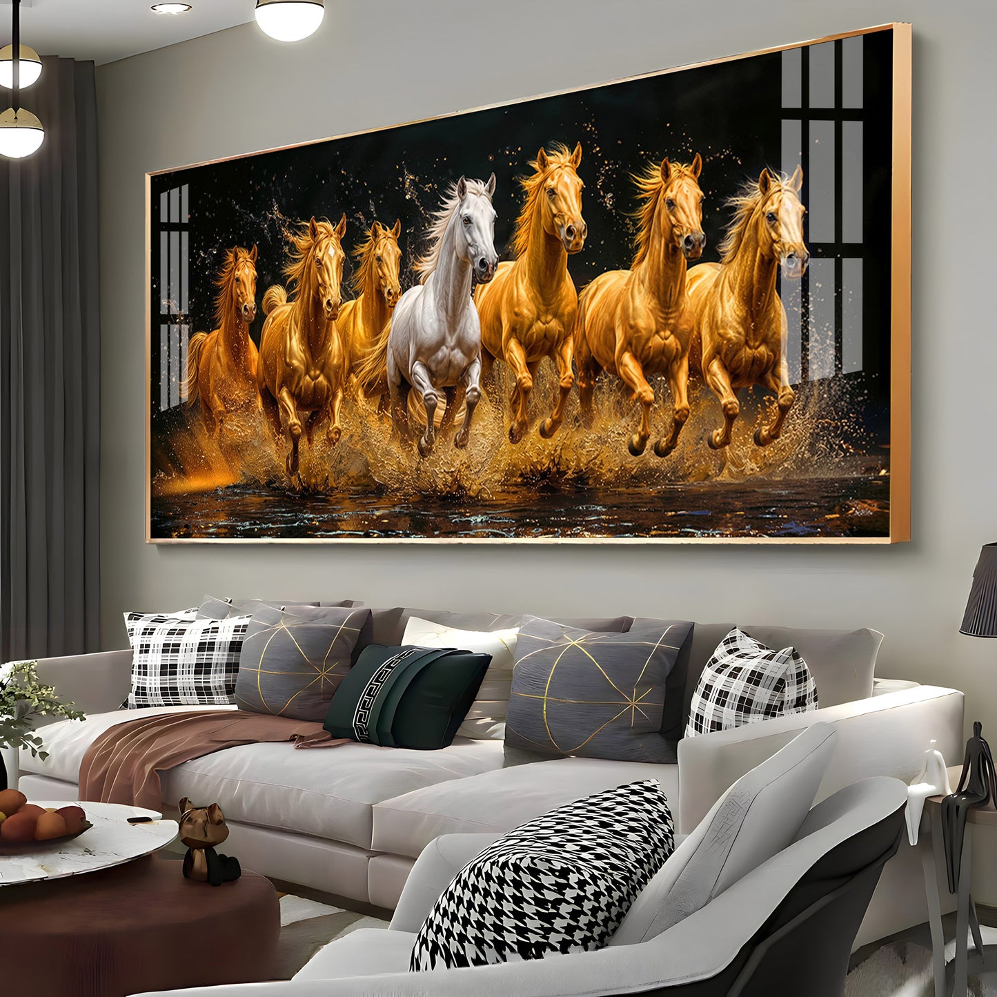 Seven Majestic Horses Premium Acrylic Horizontal Wall Art