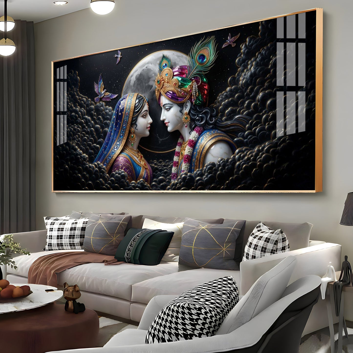Divine Radha Krishna Premium Acrylic Horizontal Wall Art