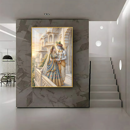 Loving Radhe & Krishna Premium Acrylic Square Wall Art