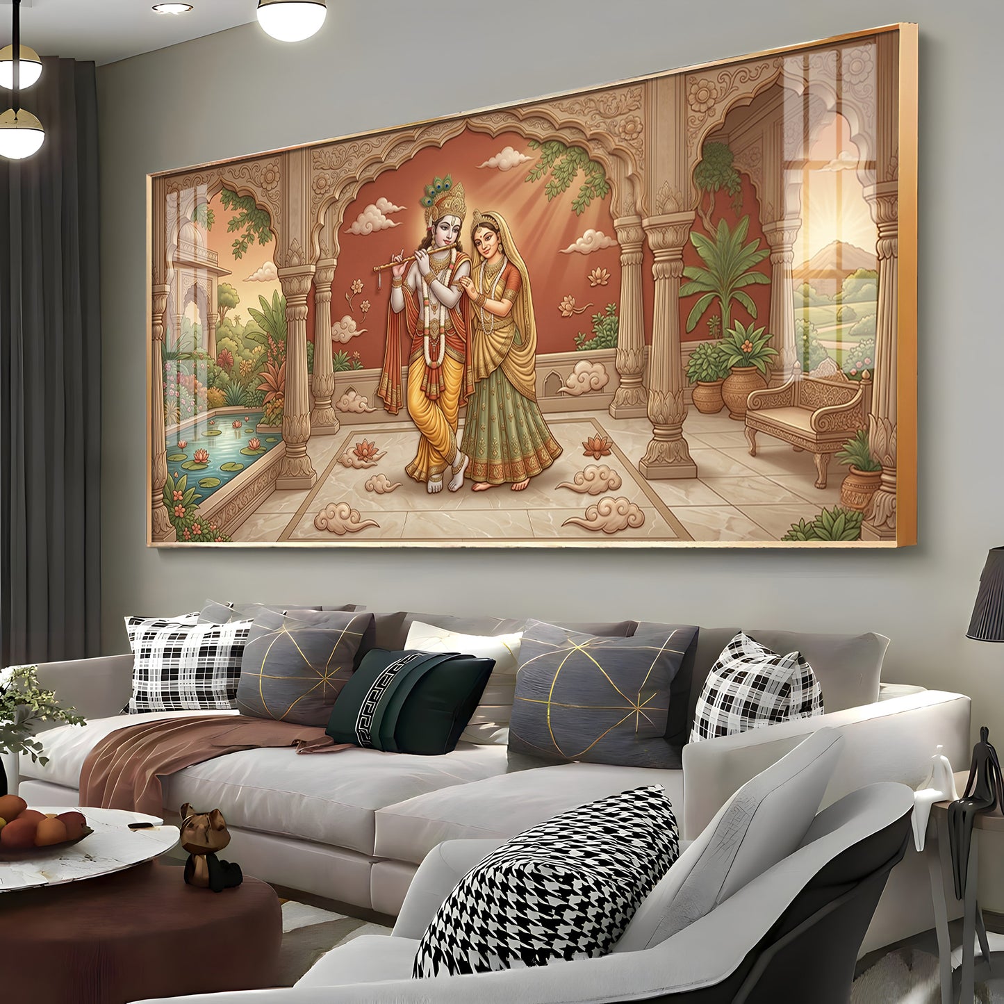 Divine Eternal Love Of Radha Krishna Premium Acrylic Horizontal Wall Art