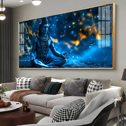 Mahadev In Spiritual Endeavor Premium Acrylic Horizontal Wall Art