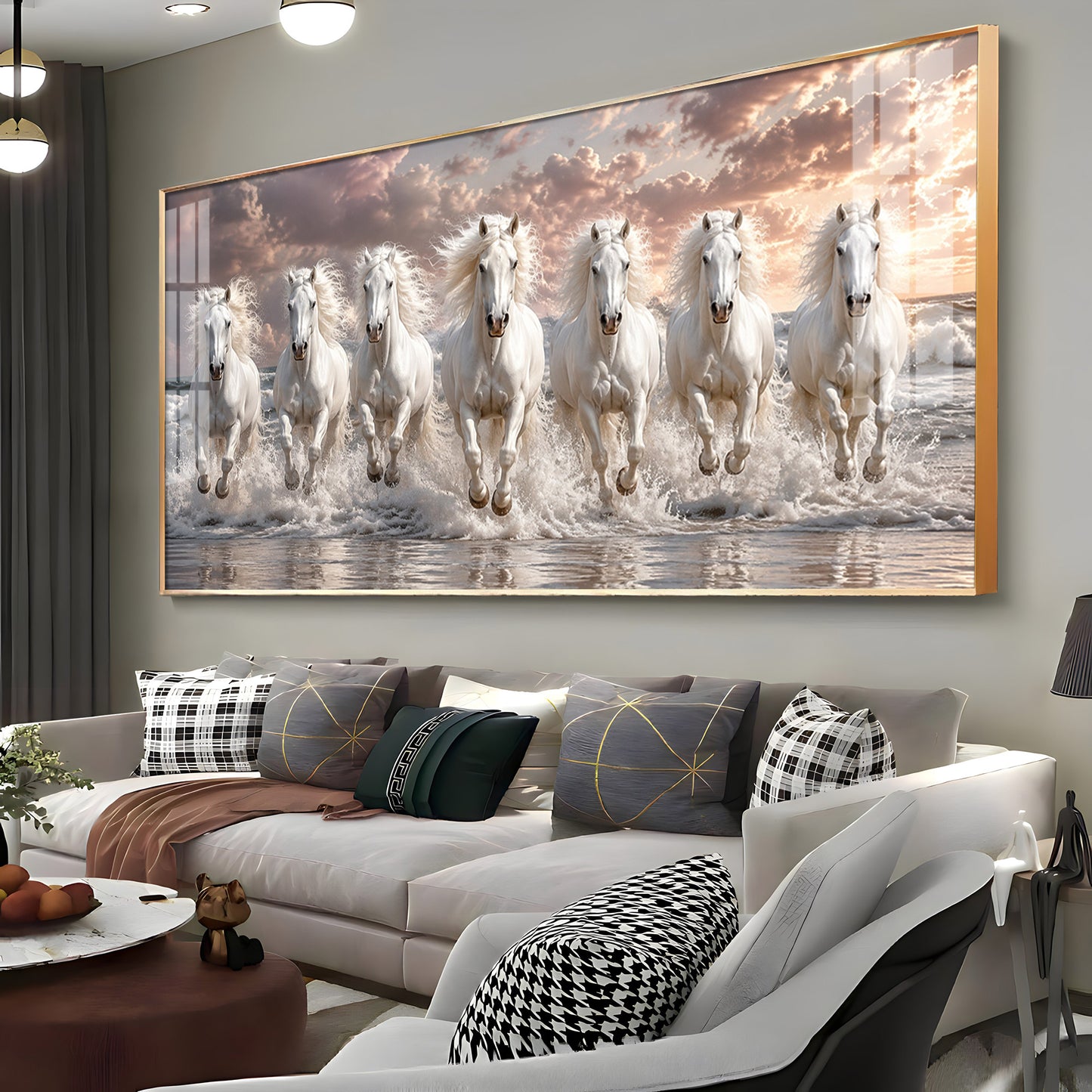 Seven White Horses Ocean Premium Acrylic Horizontal Wall Art