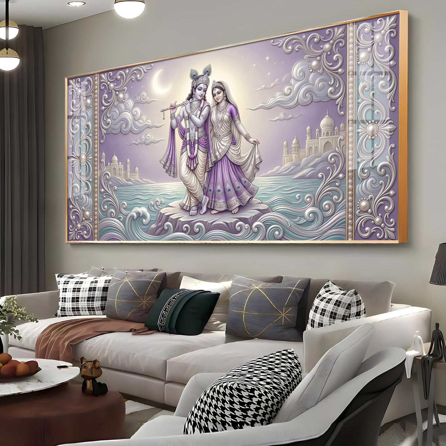 Hindu God Radha Krishna Premium Acrylic Horizontal Wall Art