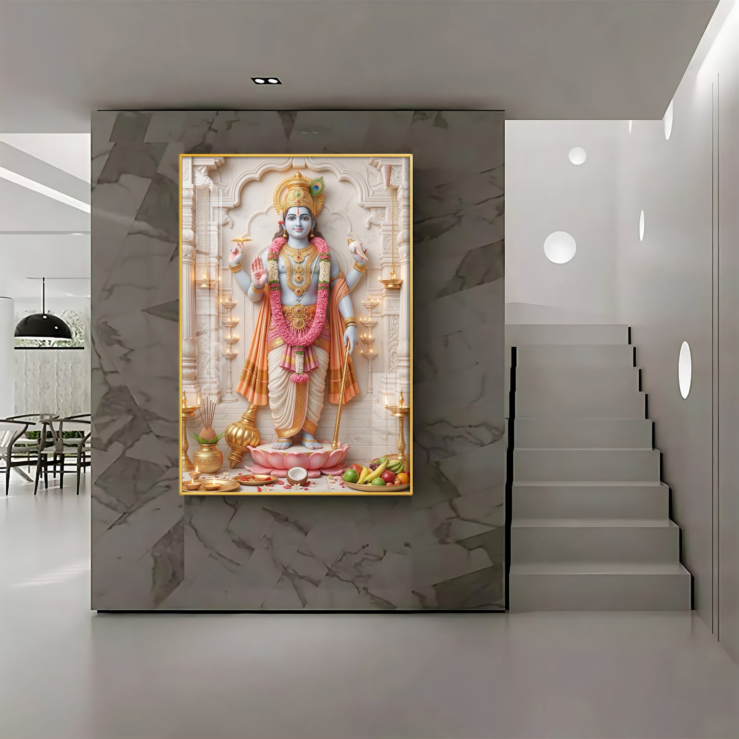 Divine Radiance of Lord Vishnu Premium Acrylic Vertical Wall Art