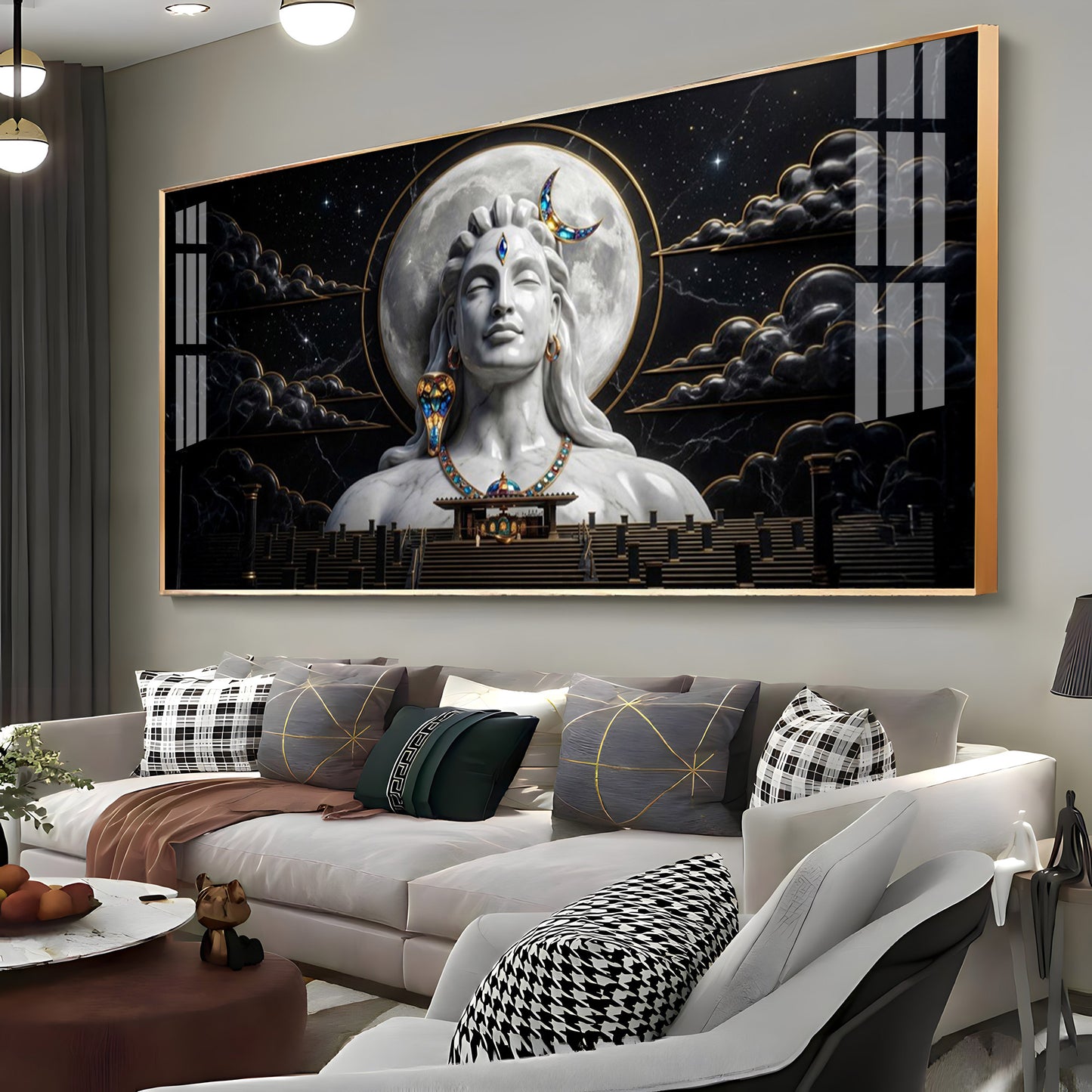 Divine Lord Shiva With Dark Clouds Premium Acrylic Horizontal Wall Art