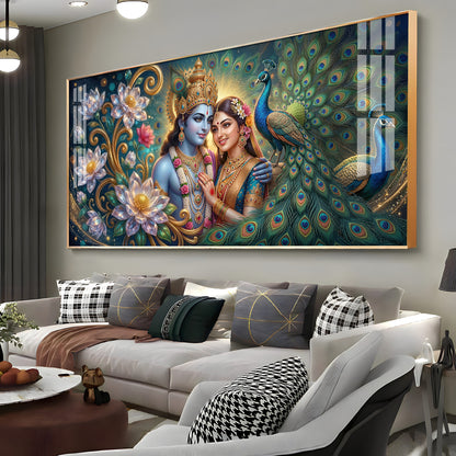 Shri Radhe Krishna Bhagwan Premium Acrylic Horizontal Wall Art