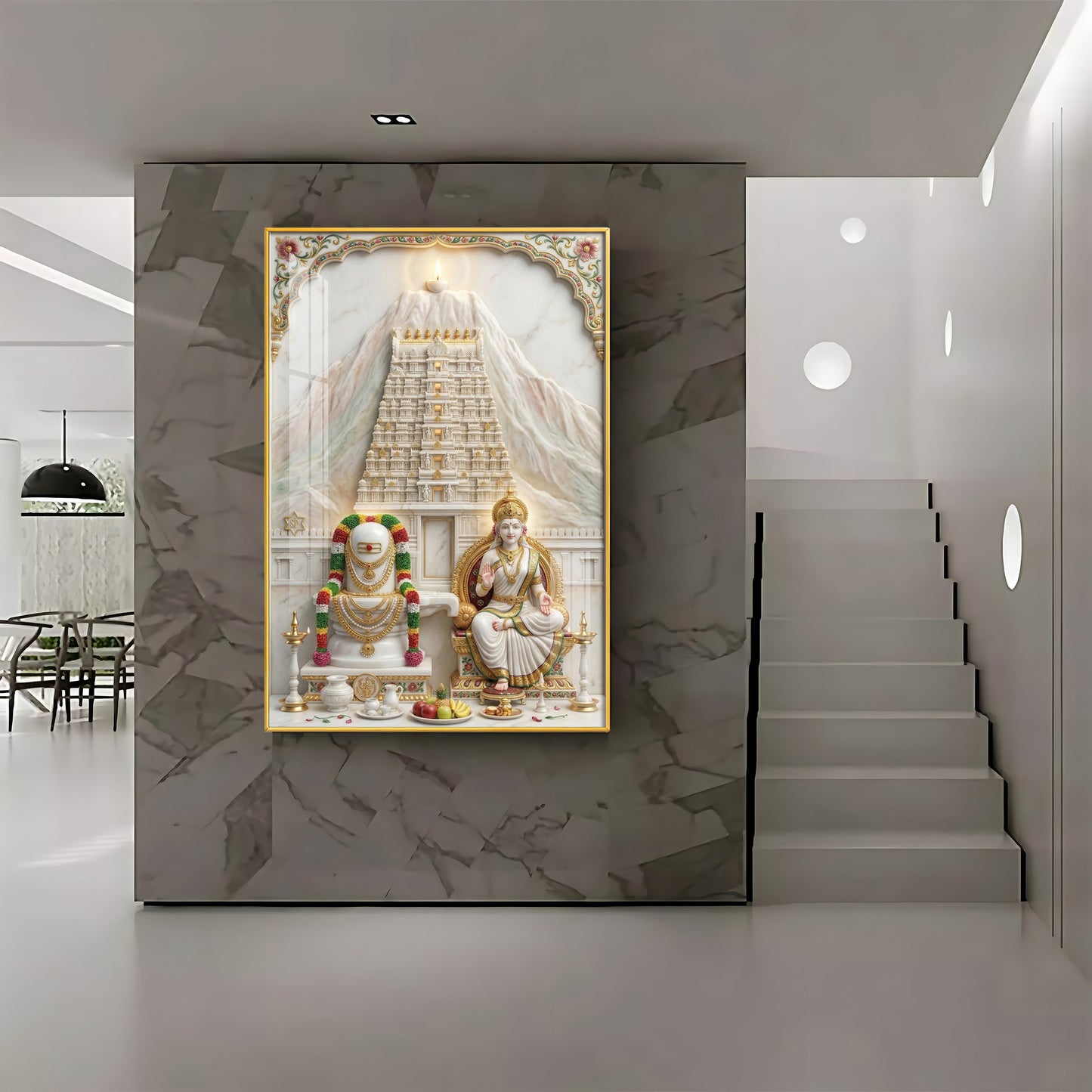 Shivalingam and Goddess Parvati Premium Acrylic Vertical Wall Art