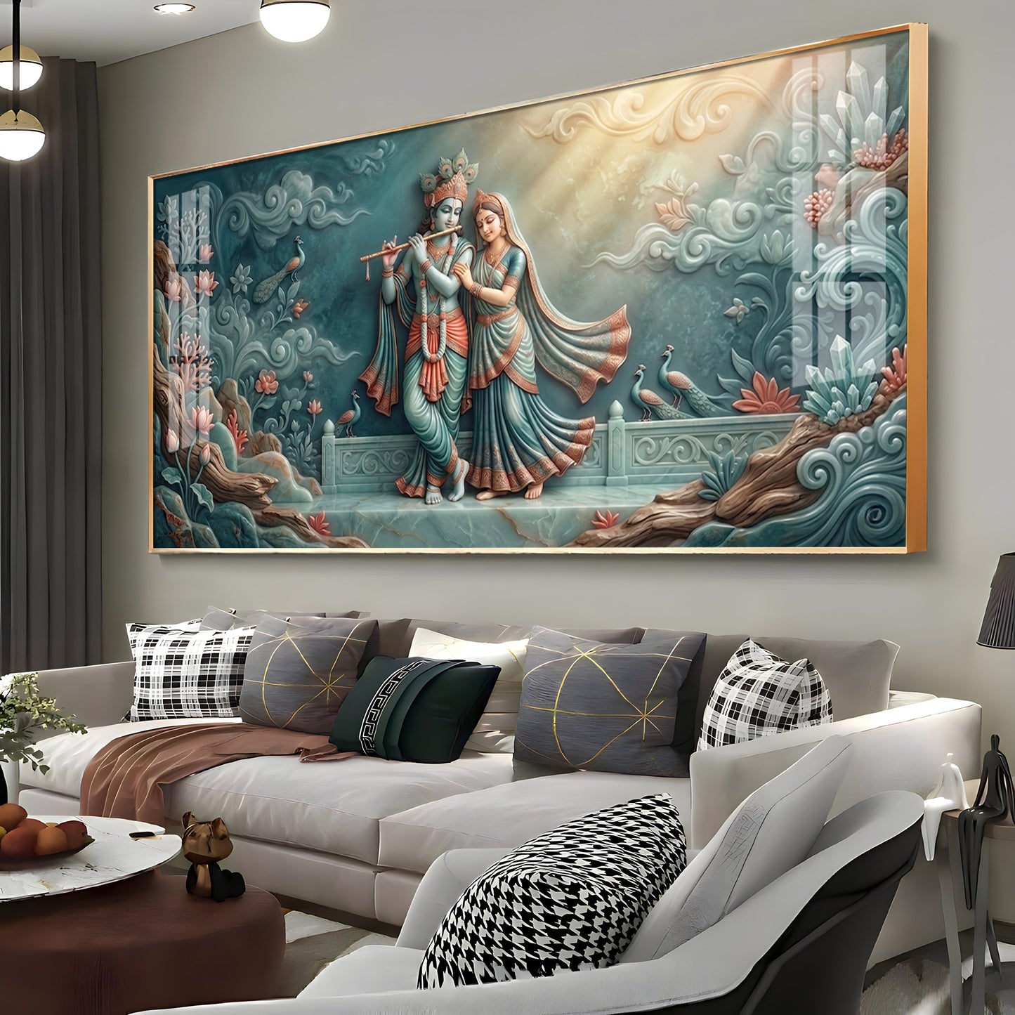 Hindu Deities Goddess Radha & Krishna Premium Acrylic Horizontal Wall Art
