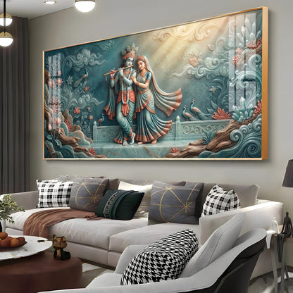 Hindu Deities Goddess Radha & Krishna Premium Acrylic Horizontal Wall Art
