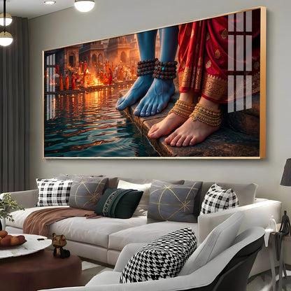 Feet Of Lord Shiva & Goddess Parvati Premium Acrylic Horizontal Wall Art