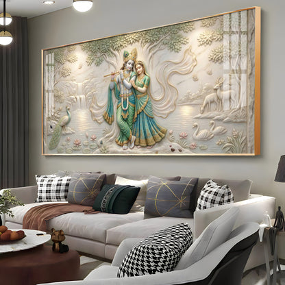 Radha Krishna Under A Tree Premium Acrylic Horizontal Wall Art