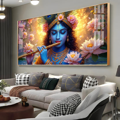 Krishna Bhagwan Premium Acrylic Horizontal Wall Art
