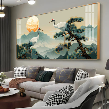 Beautiful Cranes Premium Acrylic Horizontal Wall Art