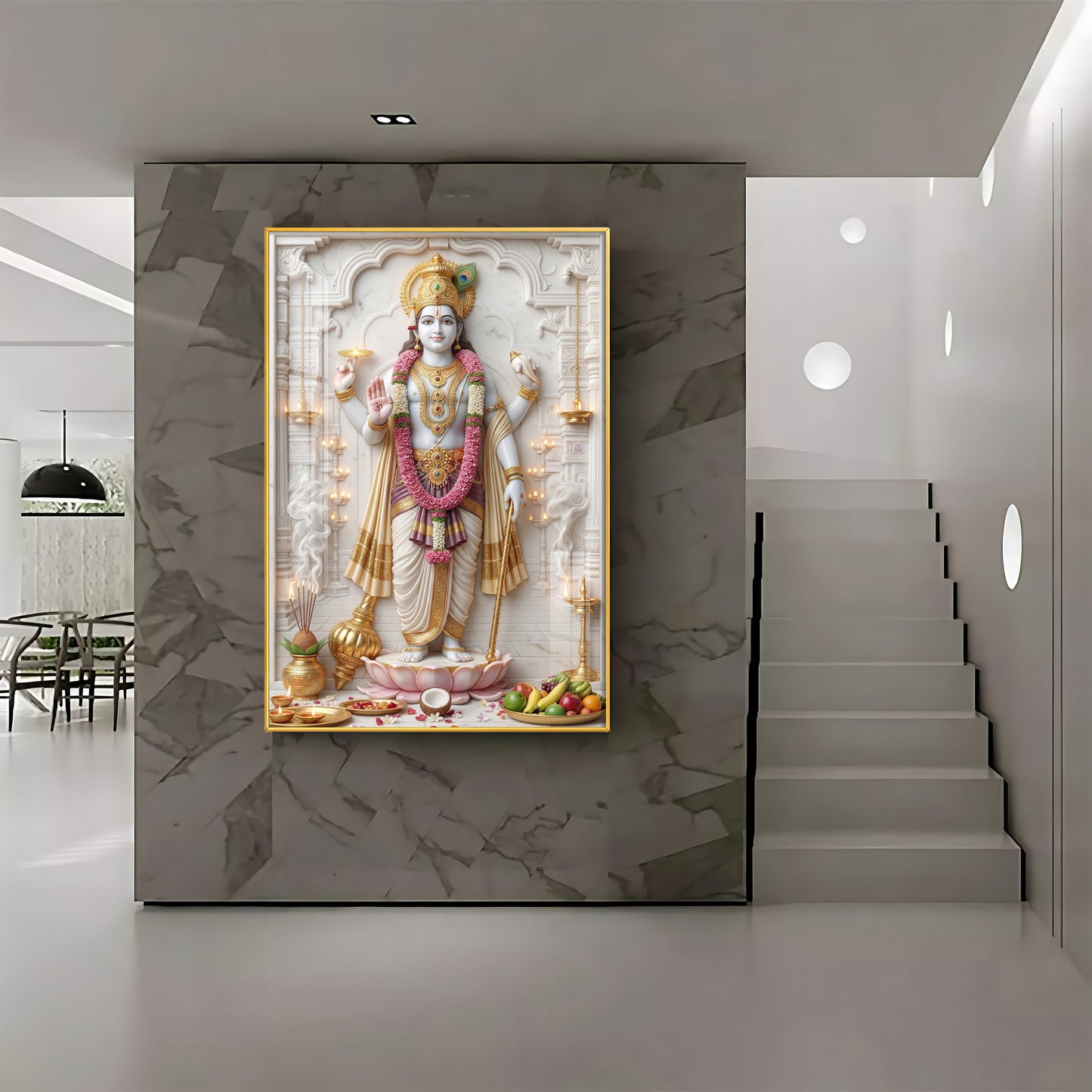 Vishnu Bhagwan With Sudarshana Chakra Premium Acrylic Vertical Wall Art