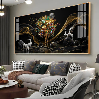 Deer & Bird Oasis Premium Acrylic Horizontal Wall Art