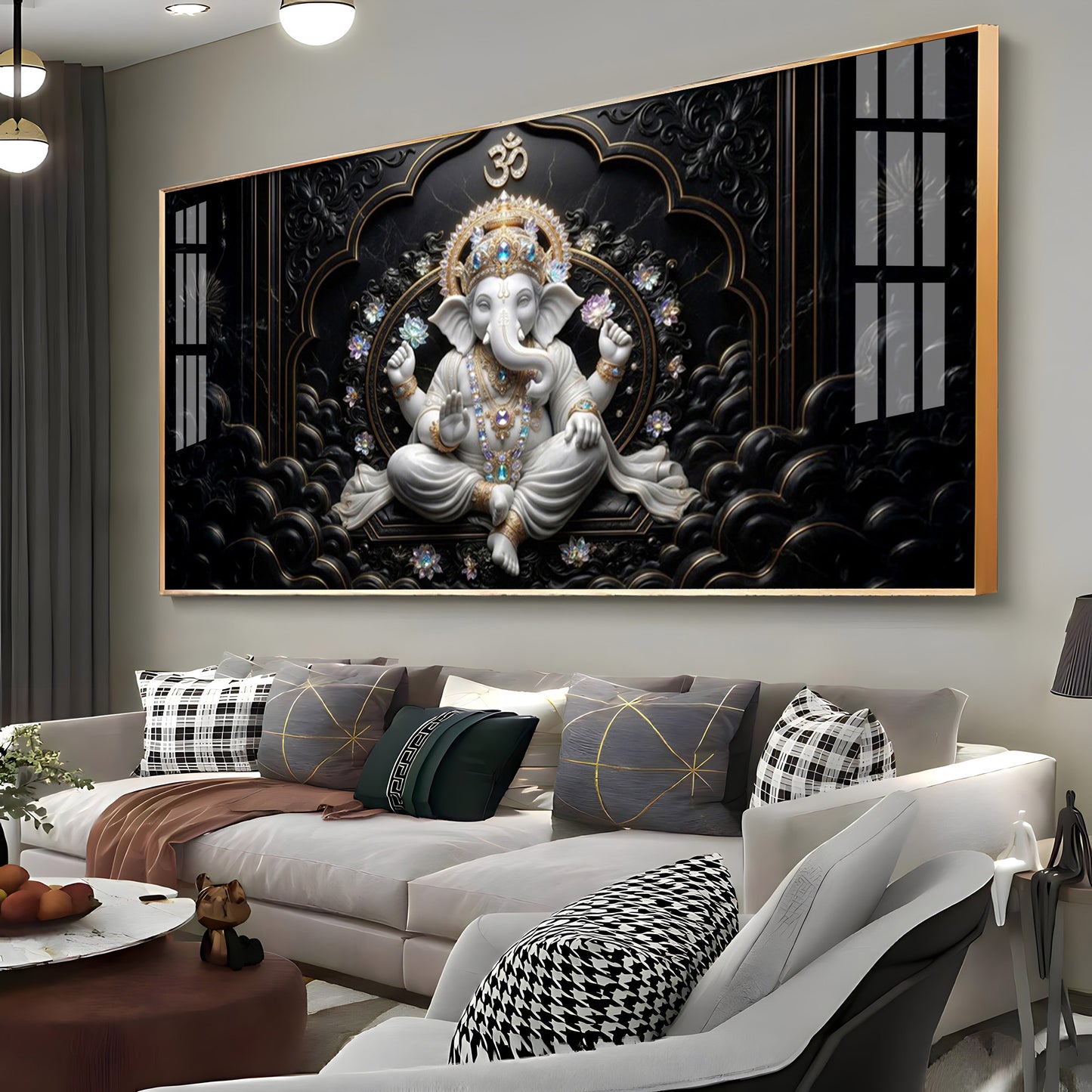 Lord Ganesha With Ornate Jewelry Premium Acrylic Horizontal Wall Art