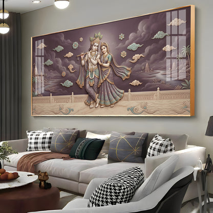 Hindu Deities Radha Krishna Premium Acrylic Horizontal Wall Art