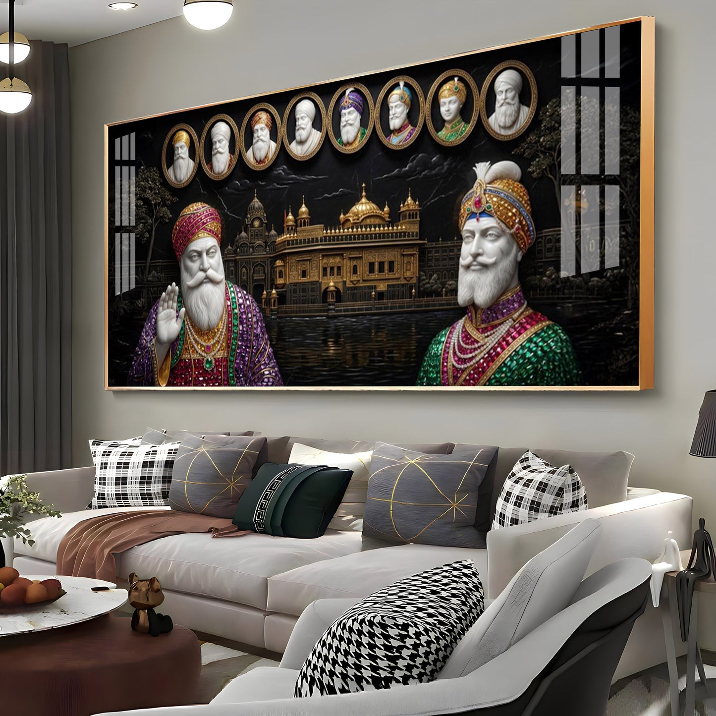 Ten Sikh Gurus & The Golden Temple Premium Acrylic Horizontal Wall Art