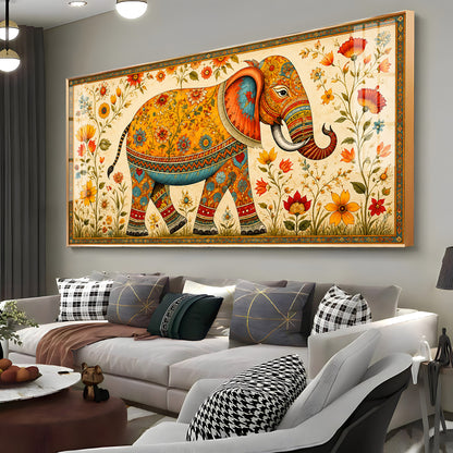 Royal Floral Elephant Premium Acrylic Horizontal Wall Art