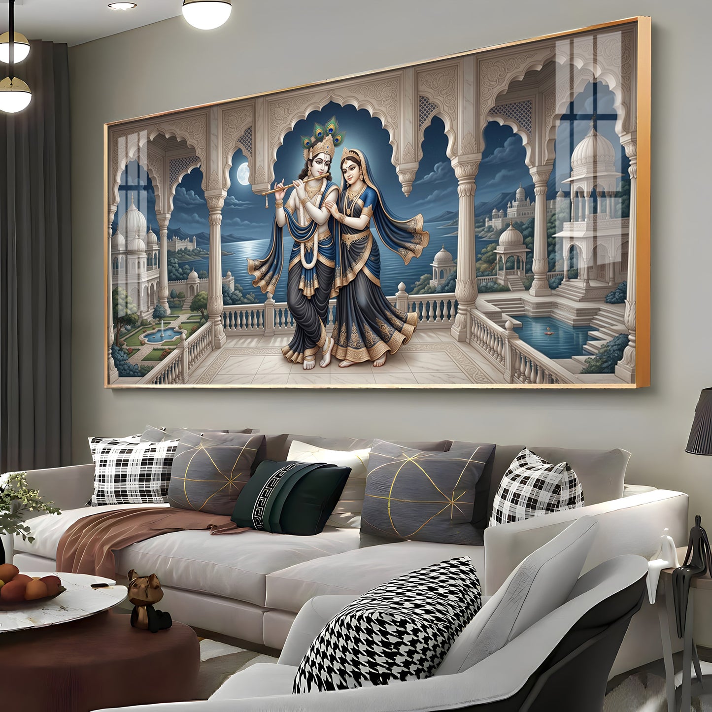 Devotional Lord Radha Krishna Premium Acrylic Horizontal Wall Art