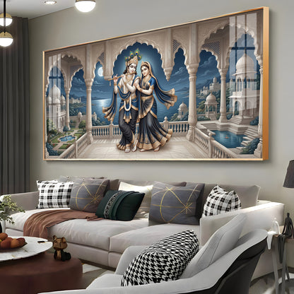 Devotional Lord Radha Krishna Premium Acrylic Horizontal Wall Art