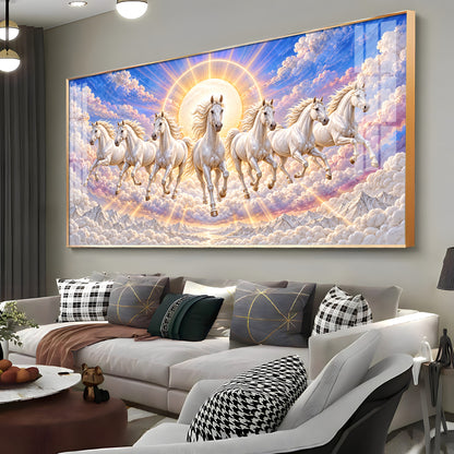 Seven Running Horses Premium Acrylic Horizontal Wall Art