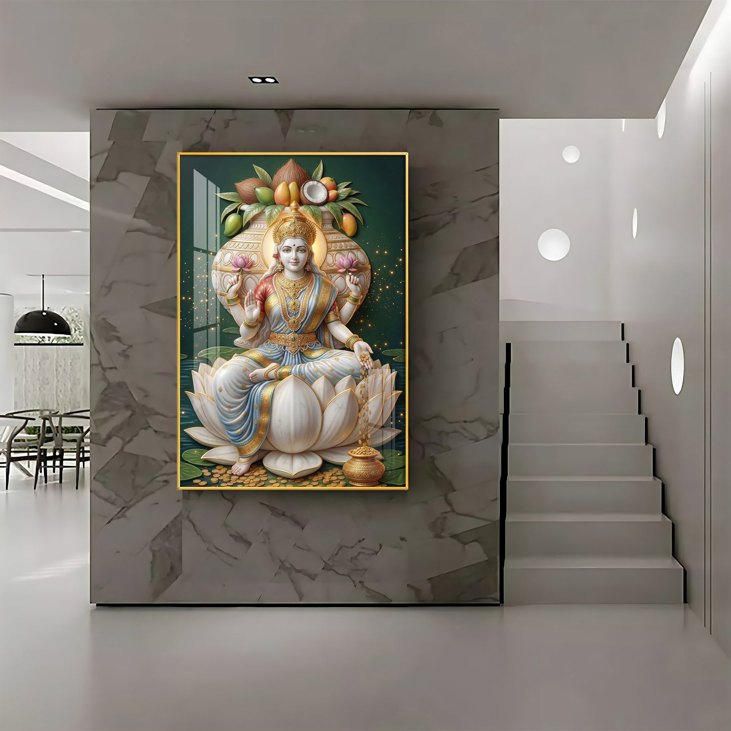 Hindu Goddess Lakshmi Premium Acrylic Vertical Wall Art