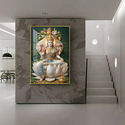 Hindu Goddess Lakshmi Premium Acrylic Vertical Wall Art