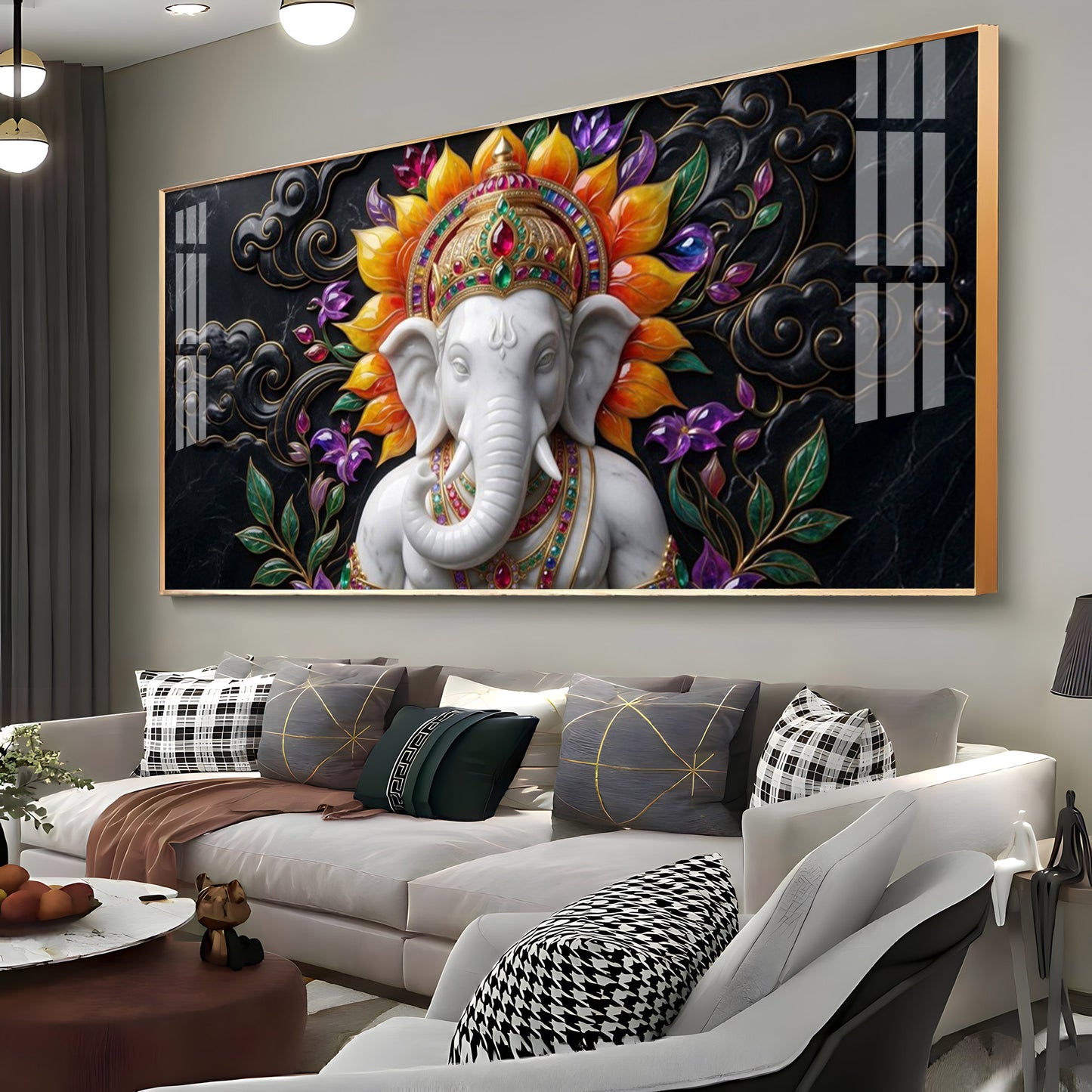 Decorated Lord Ganesha Premium Acrylic Horizontal Wall Art
