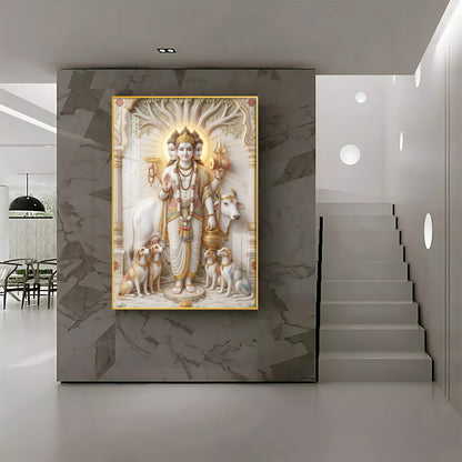 Hindu Deity Dattatreya Ji Premium Acrylic Vertical Wall Art