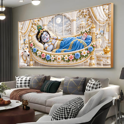 Little Krishna Sleeping Premium Acrylic Horizontal Wall Art