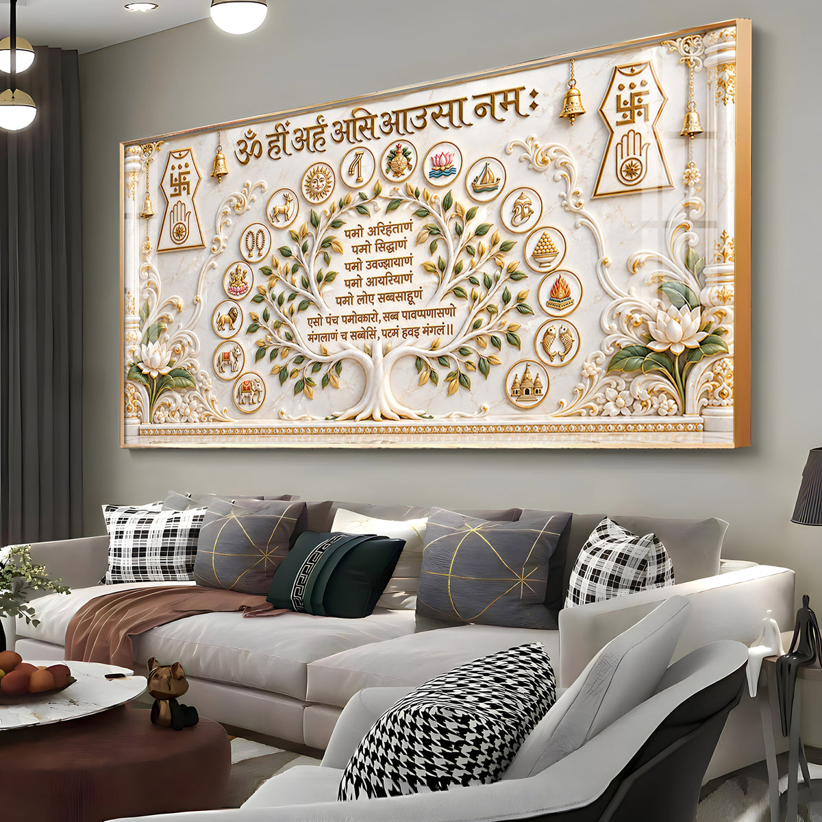 Jain Navkar Mantra Premium Acrylic Horizontal Wall Art