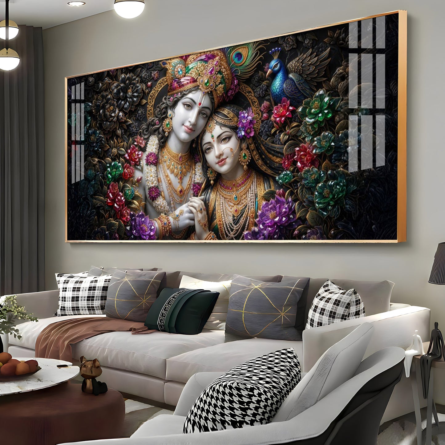 Beautiful Radha Krishna Love Premium Acrylic Horizontal Wall Art